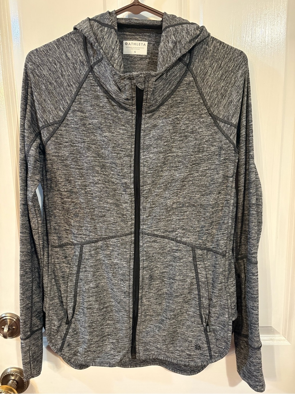 Athleta Women's Heather Gray Full-Zip Hooded Jacket